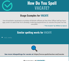 Correct Spelling For Vacate Infographic Spellchecker Net