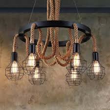 Rustic Rope Chandelier Industrial Ceiling Light In 2020 Industrial Pendant Lights Rope Chandelier Rope Pendant Light
