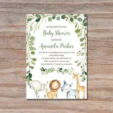 **this listing is for one high resolution (300 dpi) 5x7 or 4x6 printable invitation designed by peekaboo penguin. Baby Shower Invitation Safari Animals Safari Baby Shower Etsy Jungle Animal Baby Shower Invitations Animal Baby Shower Invitations Safari Baby Shower Invitations