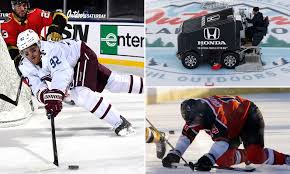 Upon sunset, the bruins took over. Sun 1 Nhl 0 Outdoor Hockey Game Is Delayed Eight Hours At Lake Tahoe Due To Melting Ice Daily Mail Online