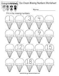 ice cream missing numbers 1 20 worksheet for kindergarten free printable