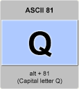 ASCII code Q , Capital letter Q , American Standard Code for ...