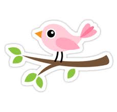 Cute Bird On Branch Drawing Pink Bird Standing On A Branch Sticker By Mheadesign In 2020 Pink Bird Bird Stand Art Drawings For Kids