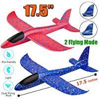 Wp Pack Airplane Toy 17 5 Large Throwing Foam Plane Dual Flight Mode Aeroplane Gliders Flying Aircraft Airplane Toys Flying Toys Toys For Boys
