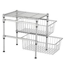 Kuanguang Deux Etages Sous Evier Panier Coulissant Stockage Armoires De Cuisine Organisateur Ch Armoire De Cuisine Rangement Sous Evier Idee Rangement Cuisine