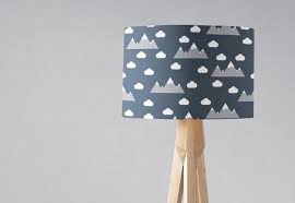 Navy Blue Lampshade Clouds And Mountains Clouds Bedroom Etsy In 2021 Blue Lamp Shade Nursery Decor Lighting Navy Nursery Decor