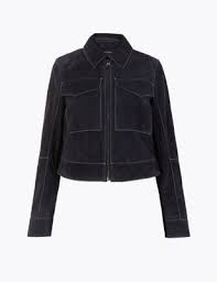 Suede Patch Pocket Utility Jacket Autograph M S Utility Jacket Jackets Denim Midi Dress