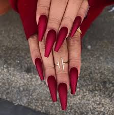Matte Dark Red Coffin Nails Matte Nails Design Red Acrylic Nails Coffin Nails Matte Nails like these are simple to wear and can suit everyone.