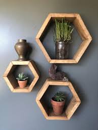 Honeycomb Shelves Set Of 3 Honeycomb Wood Shelves Etsy In 2020 Geometric Shelves Honeycomb Shelves Hexagon Shelves