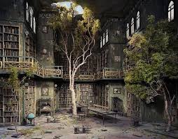 I Have A Mansion In The Post Apocalyptic World Wiki 17 Haunting Dioramas Of A Post Apocalyptic World Abandoned Library Abandoned Places Fountains Of Wayne
