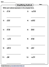 Practice simplifying radicals with variables. Radicals Worksheets