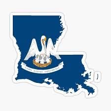 State flag consisting of a blue field (background) featuring a pelican and its young in a nest above a ribbon emblazoned with the state motto, union justice confidence. Louisiana Flag Gifts Merchandise Redbubble