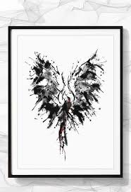 Black And White Painting Easy For Kids Beautiful Print Of Phoenix Bird Painting Black And White Wall Art For Your Home Office Decor Kitchen Wall Bird Wall Art Landscape Wall Art Phoenix Bird Art