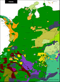 Mapa de colombia, denotando sus límites y su división administrativa. Colombia Mapa Linguistico Linguistic Map