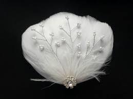 Created with the teen and lady princess' in mind! White Feather Bridal Hair Clip Pearl Beaded Vin Folksy