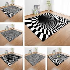 Black And White Illusion Rug 3d Black White Geometric Swirl Area Rug Floor Mat Floor Rugs Area Rugs Floor Mats