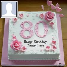 Birthday Cake Design Pictures With Name Happy 80th Birthday Cake With Name And Photo 80 Birthday Cake 90th Birthday Cakes Happy Birthday Cakes