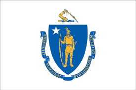 It is a blue shield emblazoned with the image of a native american, massachusett (the native people that inhabited the area of which is now greater boston). Massachusetts State Flag Flagnations