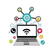 These icons used to be a solid light color. Vector Businessman With Modern Communications Technology Strategy Workplace Symbol Png And Vector With Transparent Background For Free Download Business Card Icons Technology Icon Computer Vector