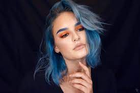 Blue Hair Blue Eyebrows Orange Makeup Blue Eyebrows Hair Hair Inspo