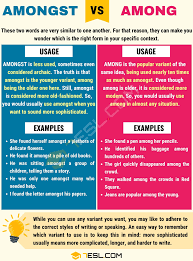 Among Vs Amongst How To Use Amongst Vs Among Correctly 7 E S L English Grammar Learn English Words English Language Learning