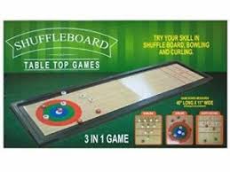You can play this game one on one or with two teams of two people. Tabletop 3 In 1 Shuffleboard Bowling Curling Game Set Family Fun New 731015234059 Ebay