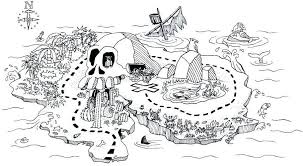 Treasure map coloring page from maps category. Treasure Map Coloring Page
