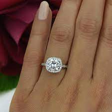 225 Ctw Vintage Inspired Ring Halo Engagement Ring Man Made Etsy Dream Engagement Rings Bridal Rings Wedding Rings Halo