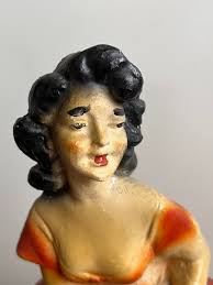 Buy Vintage Lady With Borzoi Dog Russian Wolf Hound Chalkware Statue,  Plaster Carnival Prize Online in India