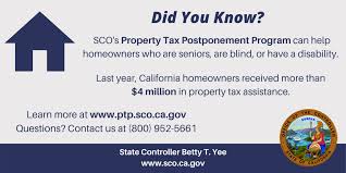 California State Controller S Office Property Tax Postponement In 2020 Property Tax California California State