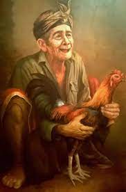 Pemuda itu awalnya hendak mengikuti unjuk rasa tolak ppkm di bandung. Detail Herri Soedjarwanto Painting Kakek Bawa Ayam Lukisan