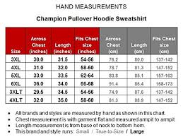 Champion Hoodie Size Chart