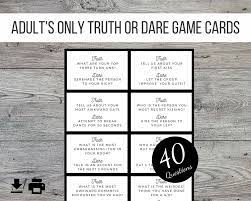 Adults Only Truth or Dare Printable Party Game 40 Cards - Etsy UK