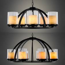 6 8 Lights Candle Chandelier Traditional Metal Glass Pendant Light In Black For Restaurant Takeluckhome Com