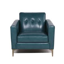 Foam padding, easy to assemble, easy to clean. Payton Leather Accent Chair With Tufted Back In Turquoise 9514b Ch