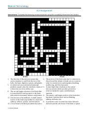 Check spelling or type a new query. 4 2assignment Medtermadearduff Doc Medical Terminology 4 2 Assignment Instructions Complete The Following Crossword Puzzle Using The Vocabulary Terms Course Hero