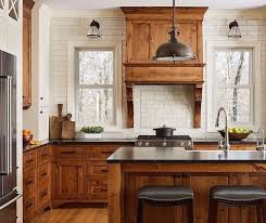 Love The Light Fixture Brown Kitchen Cabinets Farmhouse Kitchen Design Stained Kitchen Cabinets
