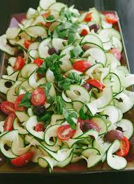 Honest Whole 30 Recap Week Two Raw Zucchini Ribbon Salad With Tomatoes Basil Olives Recipe Raw Food Recipes Whole Food Recipes Whole 30 Recipes
