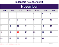Tetap memantau jadwal harian anda dengan templat kalender gratis. Image For November Indonesia Kalender 2018 Buku