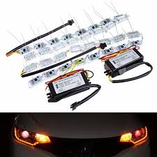 2pcs 12v 5w Switchback Flowing Led Strip Light Sequential Signal Headlight Dual Color C45 Led Strip Lighting Strip Lighting Headlight Bulbs