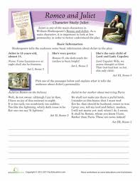 Romeo And Juliet Character Study Worksheet Education Com High School English Lesson Plans Teaching Shakespeare Romeo And Juliet Characters