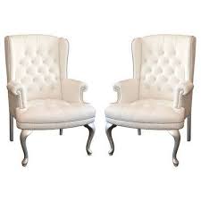 Two White Wing Back Chairs Classic Wing Chair Bedroom Seating Wingback Chair