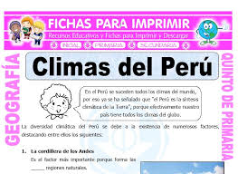 En esta pagina podrás descargar fichas y recursos educativos para imprimir en formato pdf o. Climas Del Peru Para Quinto De Primaria Fichas Para Imprimir