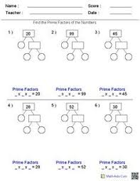 Prime Factorization Trees Factors Worksheets Prime Factorization Worksheet Prime Factorization Prime Numbers Worksheet