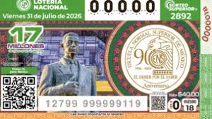 Sorteo Superior 2892: Resultados viernes 31 de julio del 2026 de la Lotería Nacional