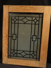 Antique Oak Cabinet Doors With Deco Design Etched Glass Panel Glass Kitchen Cabinet Doors Cabinet Doors Vintage Cabinets