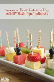 Summer Fruit Kabobs Dip With Diy Washi Tape Toothpicks Brochette Fruits Brochette Gateaux Et Desserts