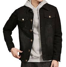 Sale Price 29 99 Plaid Plain Men S Black Jean Jacket Slim Fit Distressed Denim Jacket Denim Jacket Men Jackets Men Fashion Denim Jacket Sale