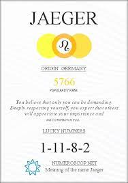 Meanings and history of the name jaeger. Name Jaeger Meaning Origin Description Popularity 5766