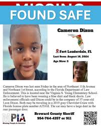 UPDATE FOUND SAFE! Cameron Dixon was last seen Friday in the area of  Northeast 11th Avenue and Northeast 1st Street, according to the Florida  Department of Law Enforcement. This is located near